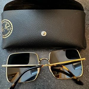 Ray ban square sunglasses black and gold